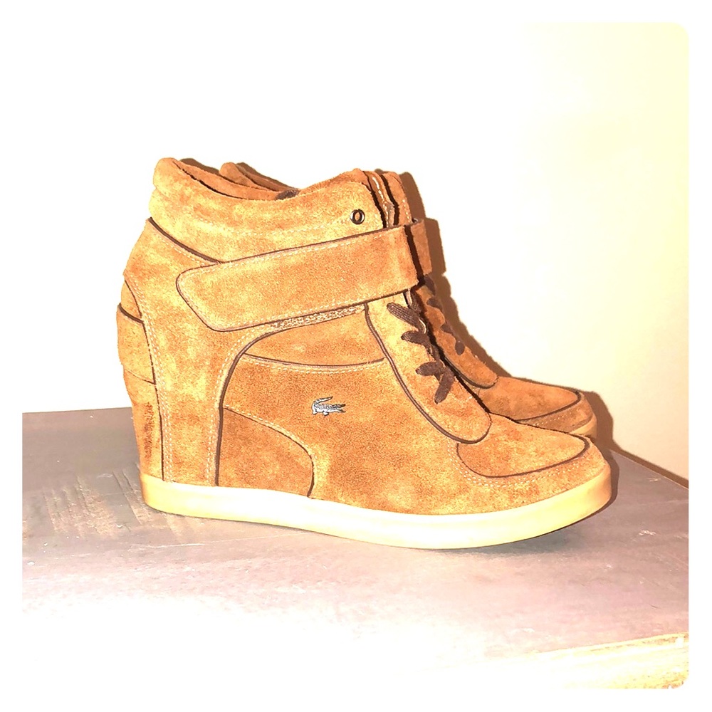 Lacoste suede wedge platform sneaker